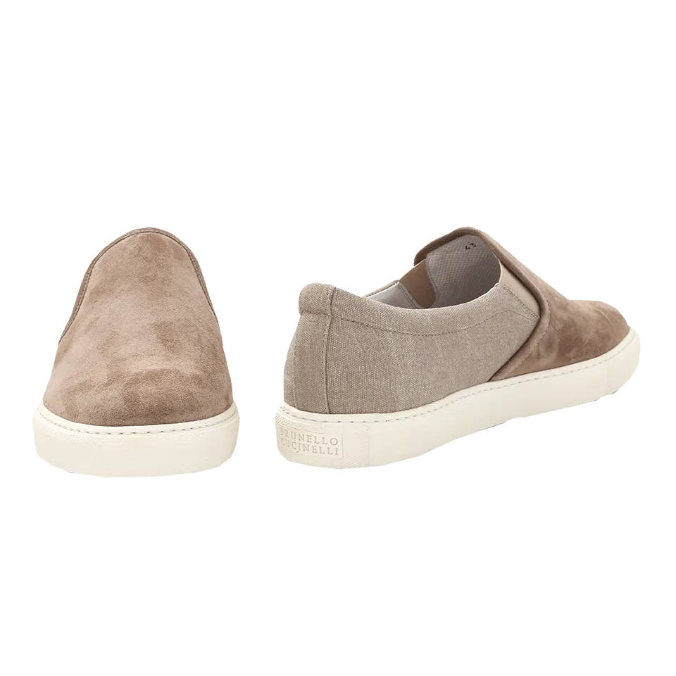 Suede And Canvas Slip On