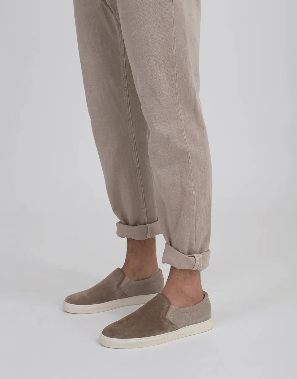 Suede And Canvas Slip On