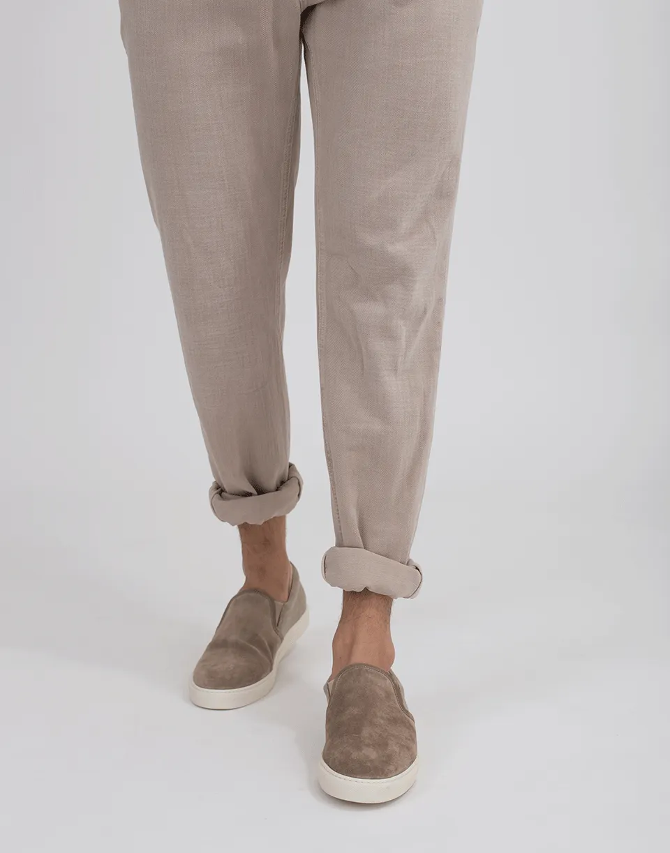 Suede And Canvas Slip On