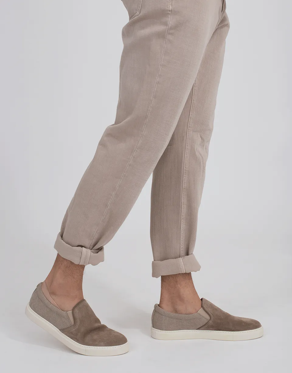 Suede And Canvas Slip On
