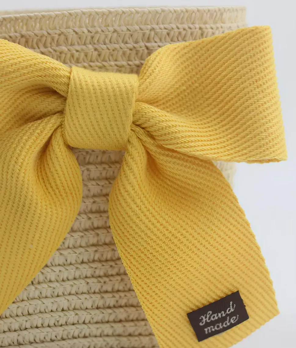 Summer Straw Hat and Sling Bag Set - Cream and Yellow