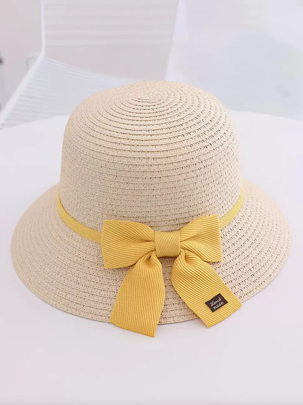 Summer Straw Hat and Sling Bag Set - Cream and Yellow