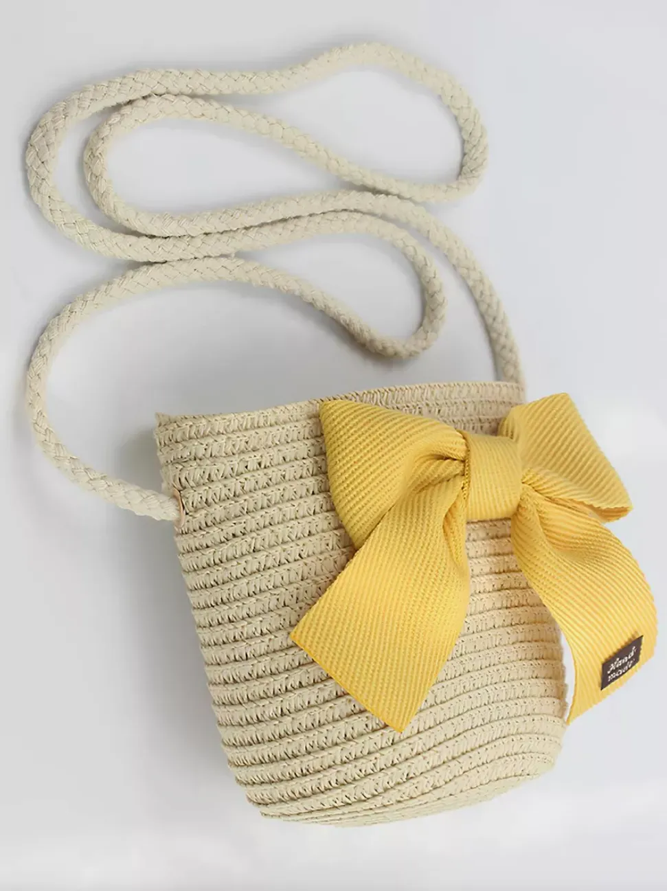 Summer Straw Hat and Sling Bag Set - Cream and Yellow