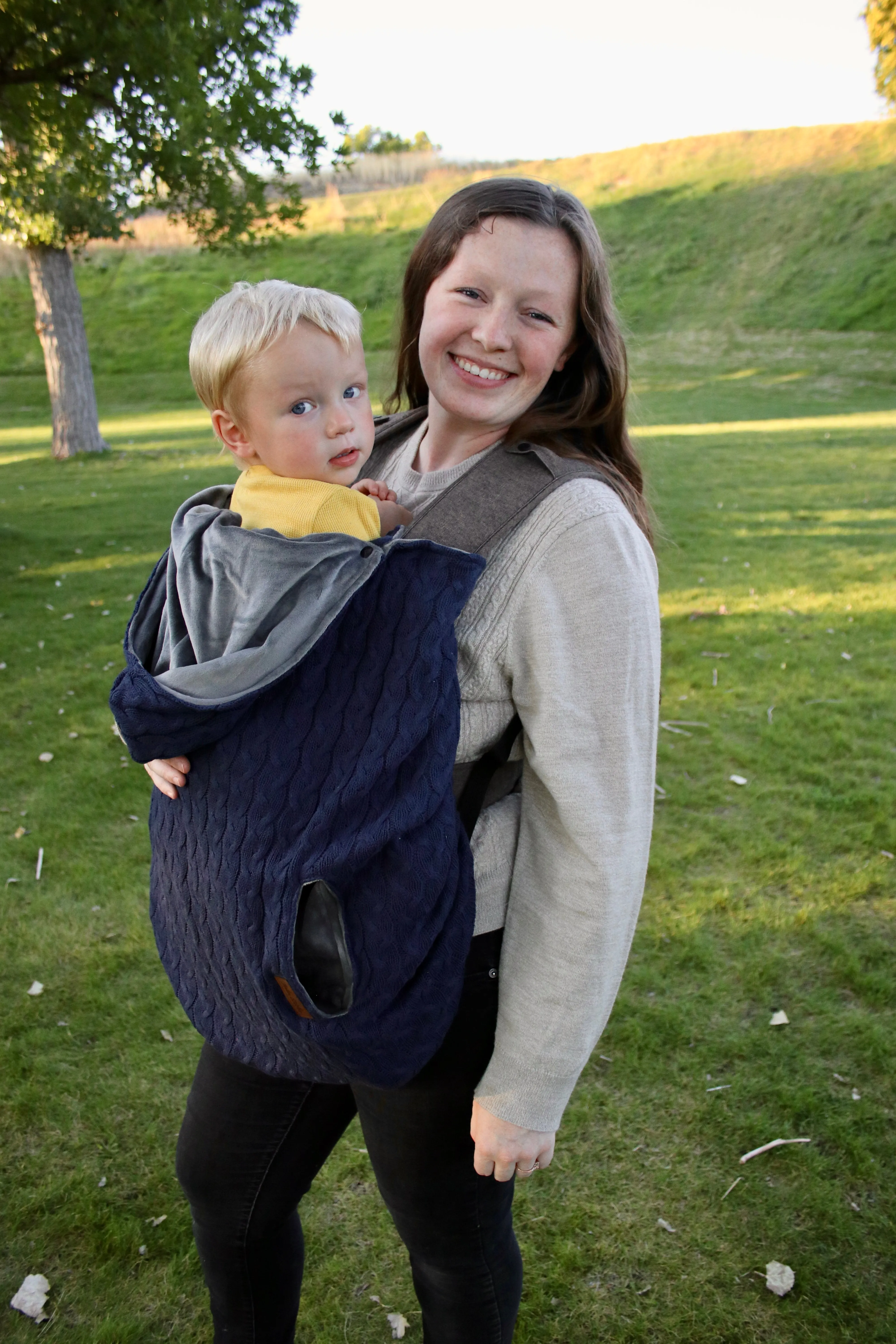 Sunflower Check Knitted - Sweater Knit Carrier Cover
