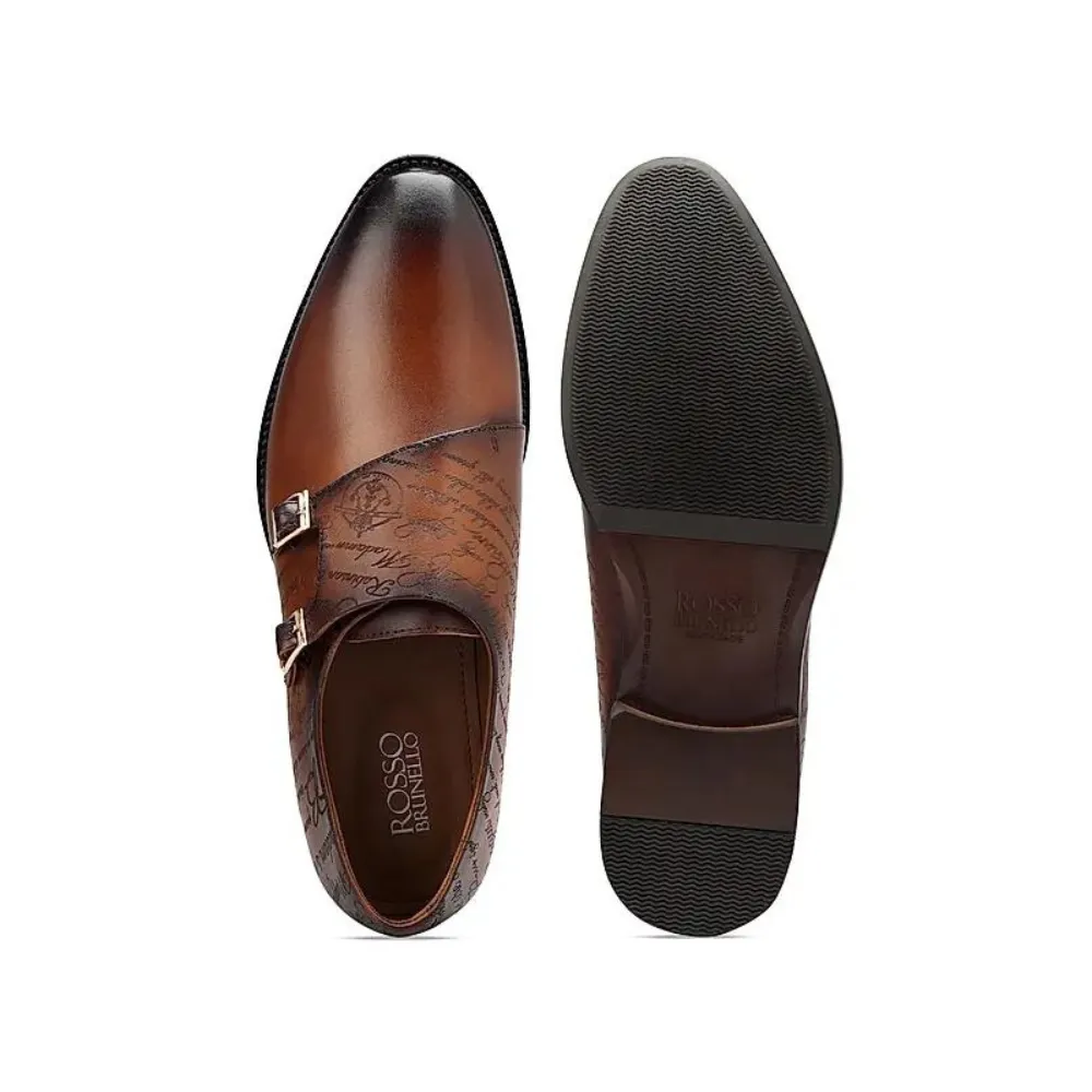 Tan Signato Leather Monk Straps