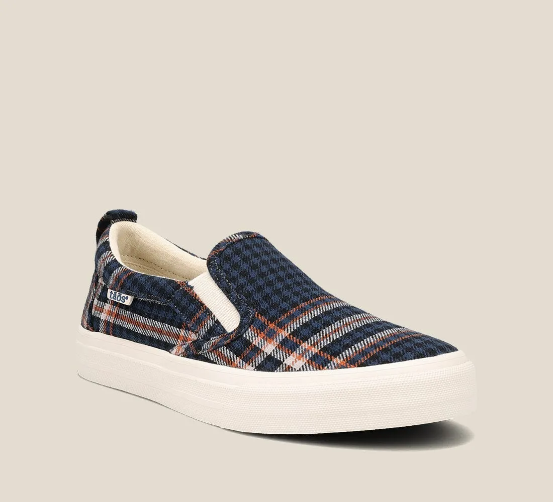Taos Women's Rubber Soul Canvas Slip Ons- Blue Plaid