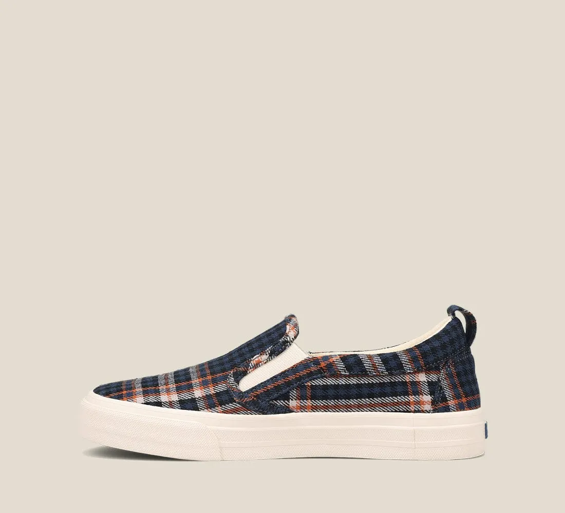 Taos Women's Rubber Soul Canvas Slip Ons- Blue Plaid
