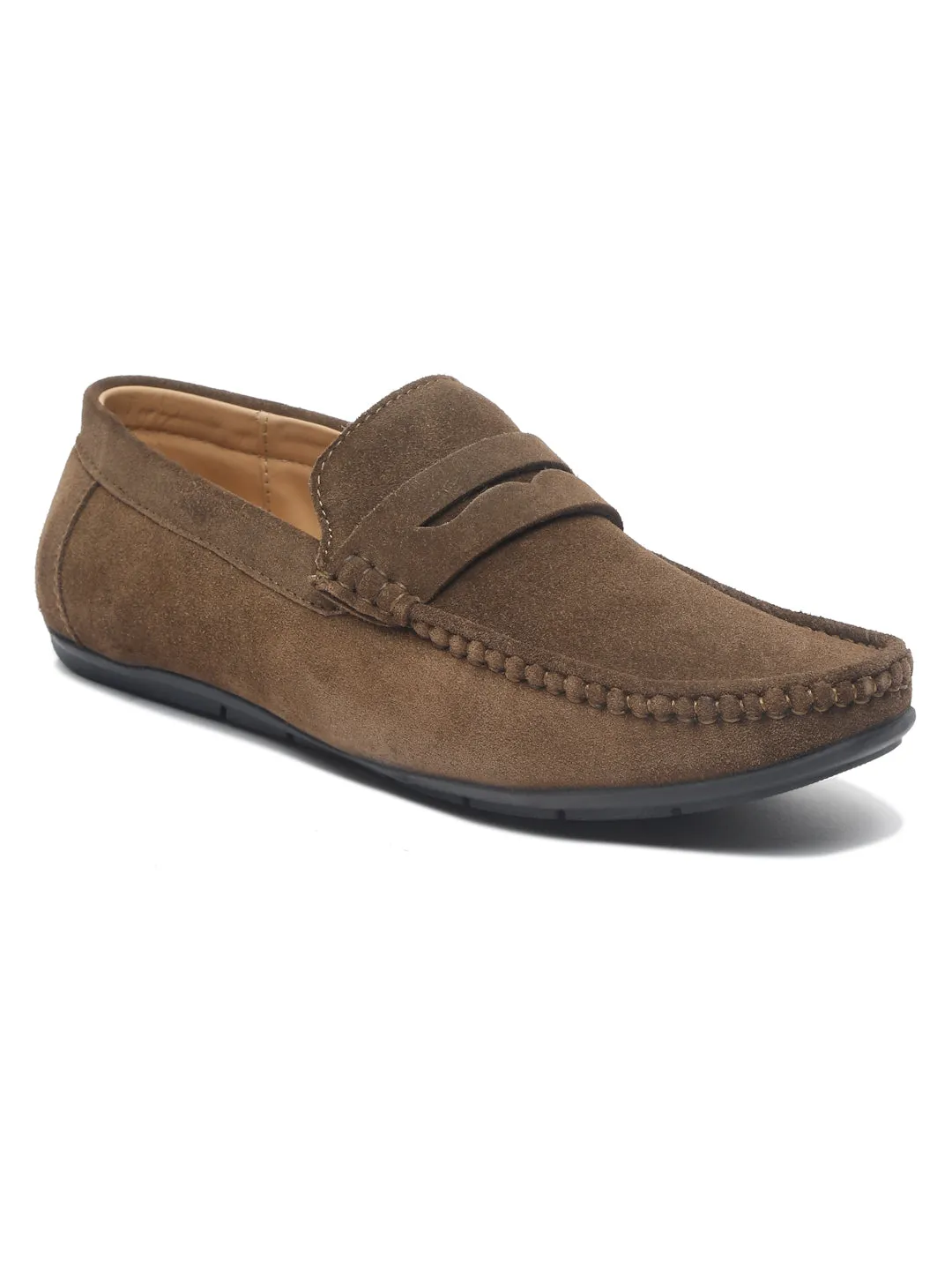 Teakwood Leather Men Solid Round-Toe Olive Loafer