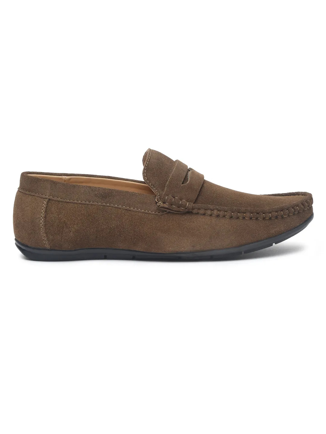 Teakwood Leather Men Solid Round-Toe Olive Loafer