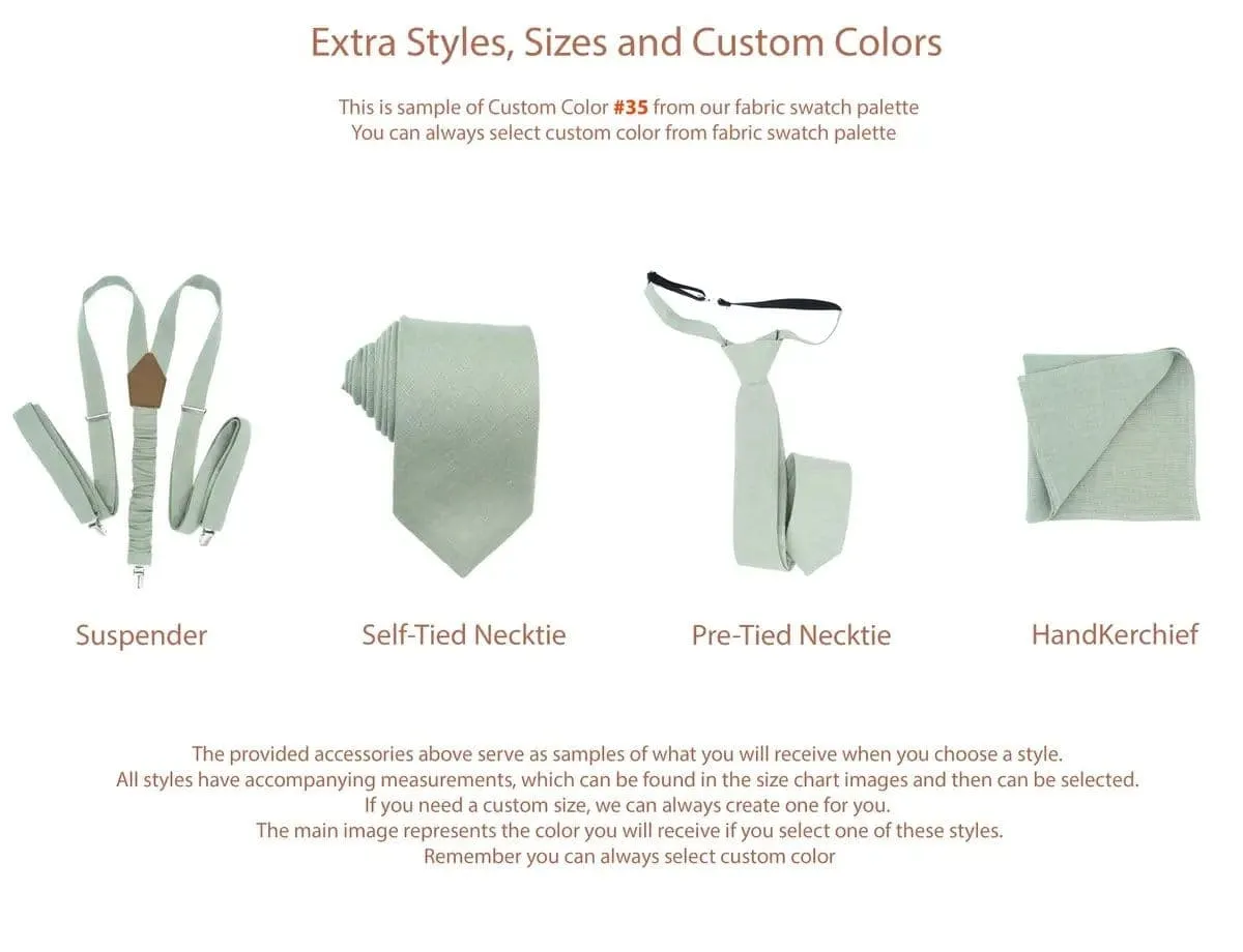 Teal Green Linen Tie - Men's Skinny Necktie Perfect for Weddings