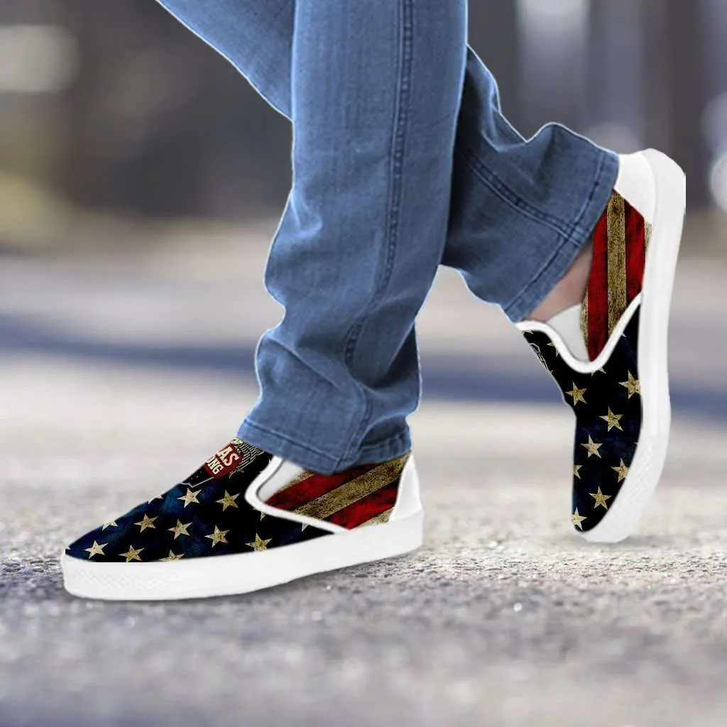 Texas Strong Distressed USA Flag Canvas Slip-on Shoes