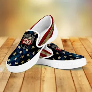 Texas Strong Distressed USA Flag Canvas Slip-on Shoes
