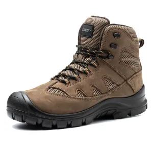 TOSAFZXY Work Safety Boots Crazy Horse Leather Indestructible Steel Toe Waterproof