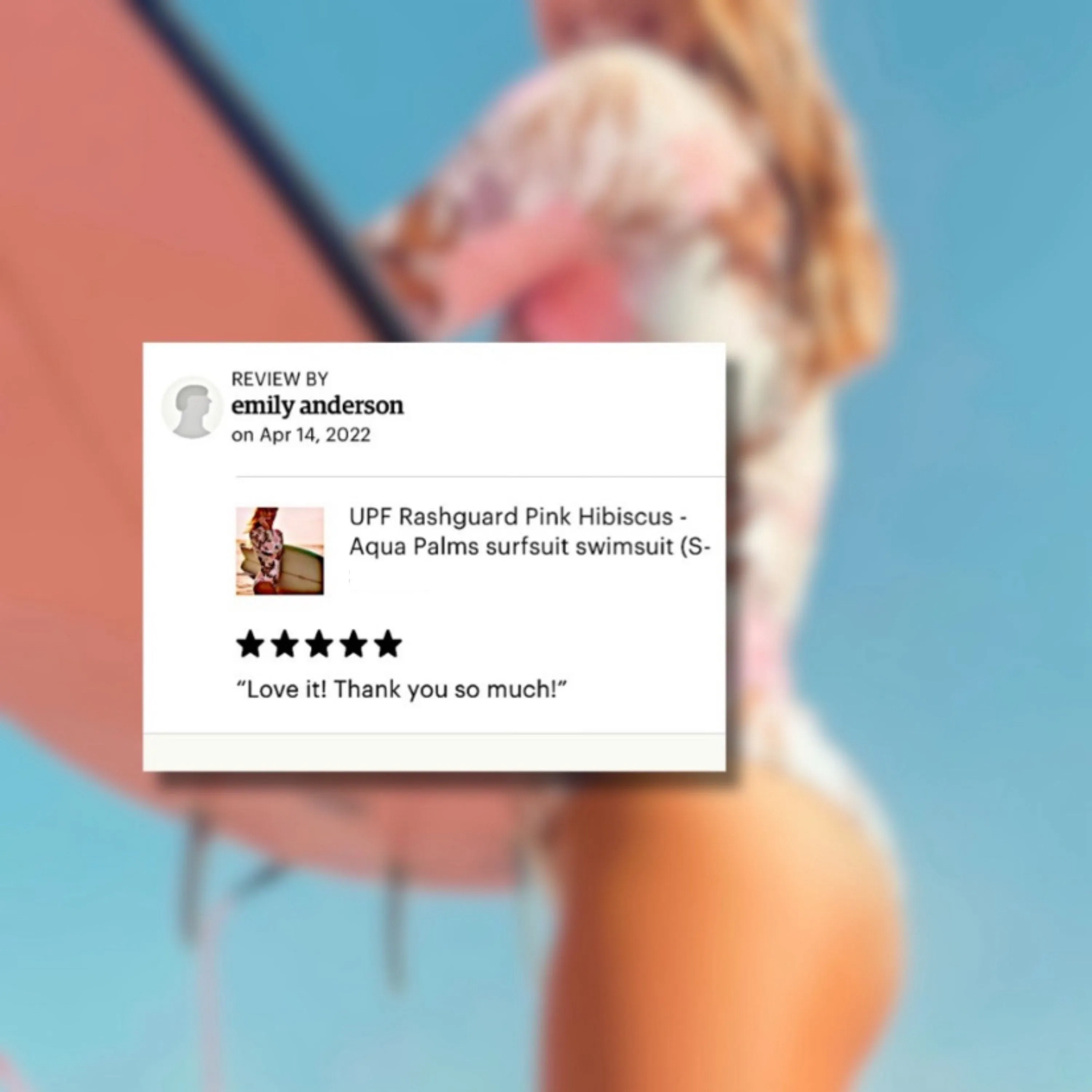 UPF Rashguard Pink Hibiscus - Aqua Palms surfsuit swimsuit (S-XL) white pink peach aqua mint beach pool surf swim women feminine modest