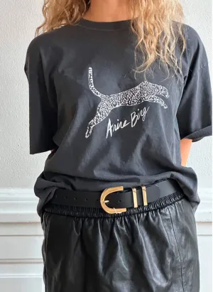 Vintage-Inspired Black Cheetah Graphic T-Shirt – 100% Cotton, Loose Fit, Washed Fabric