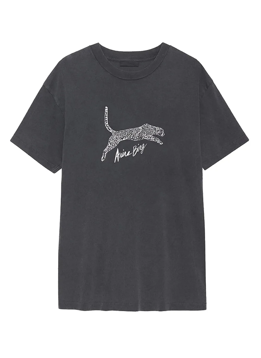 Vintage-Inspired Black Cheetah Graphic T-Shirt – 100% Cotton, Loose Fit, Washed Fabric