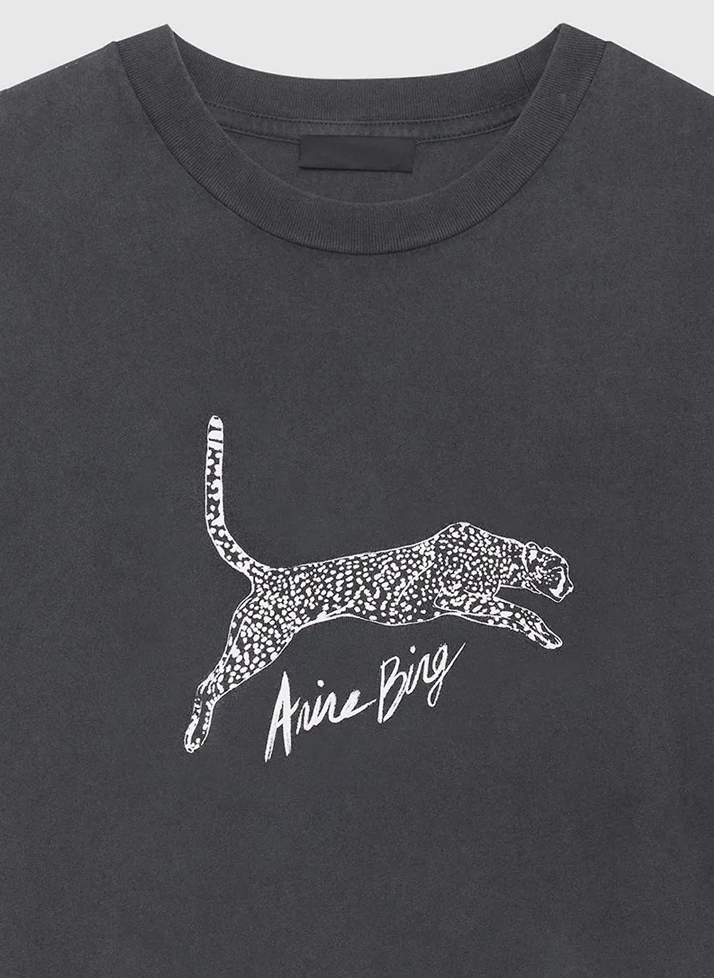 Vintage-Inspired Black Cheetah Graphic T-Shirt – 100% Cotton, Loose Fit, Washed Fabric