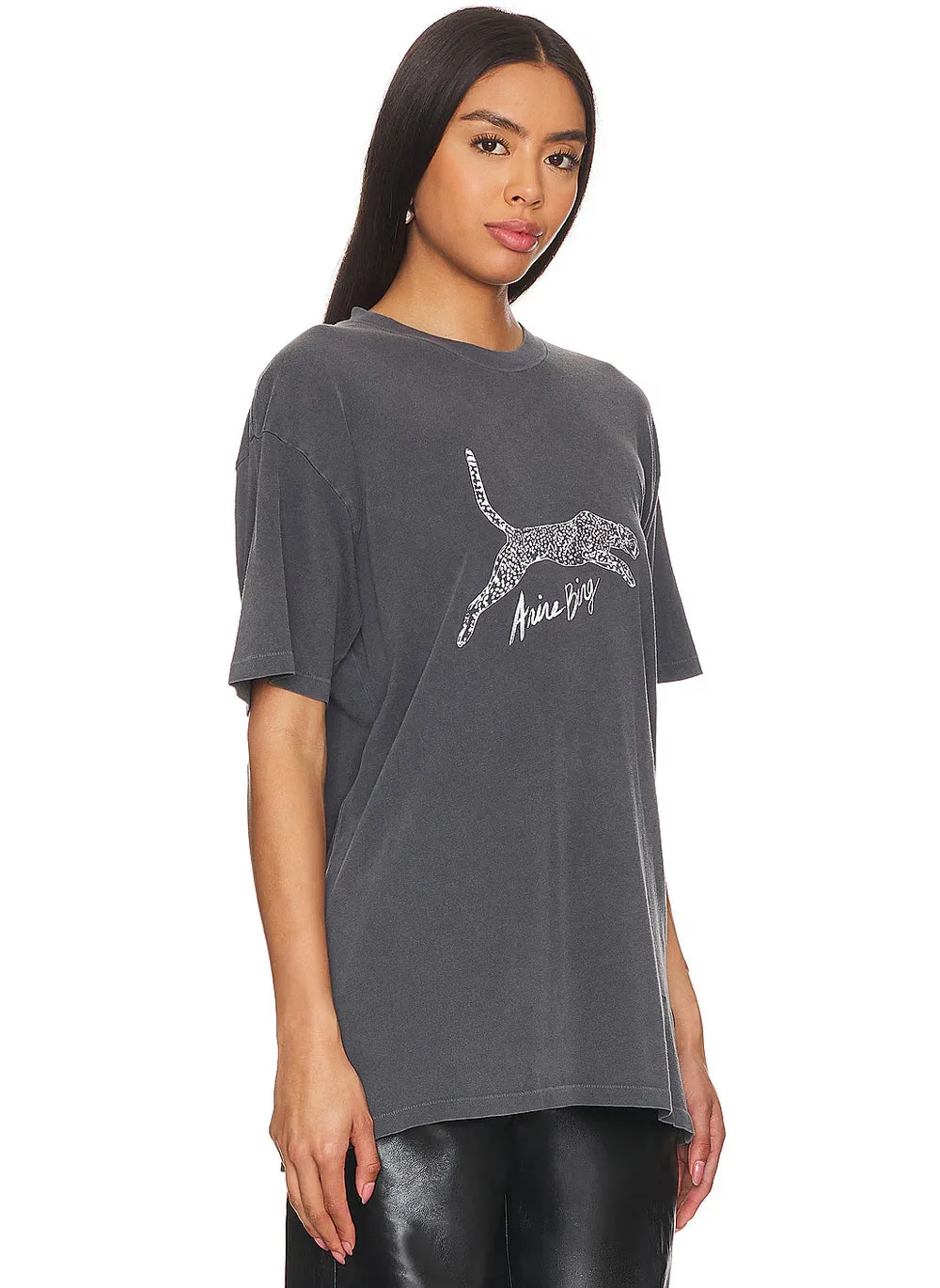 Vintage-Inspired Black Cheetah Graphic T-Shirt – 100% Cotton, Loose Fit, Washed Fabric