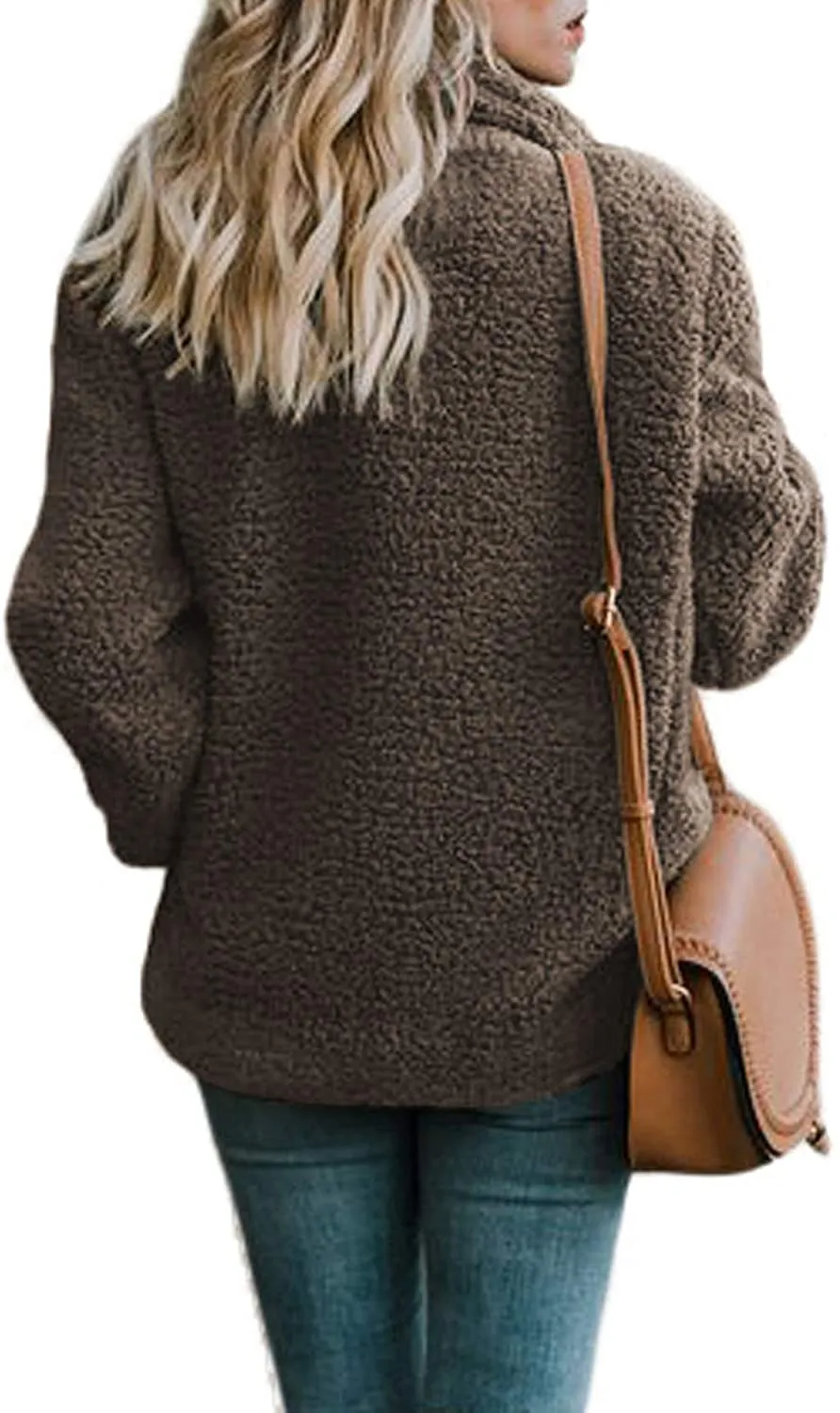 Winter Green Fleece Open Front Sherpa Coat with Pockets