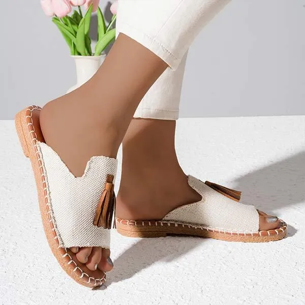 Women's Fashionable Casual Flat Tassel Slippers 49808450C