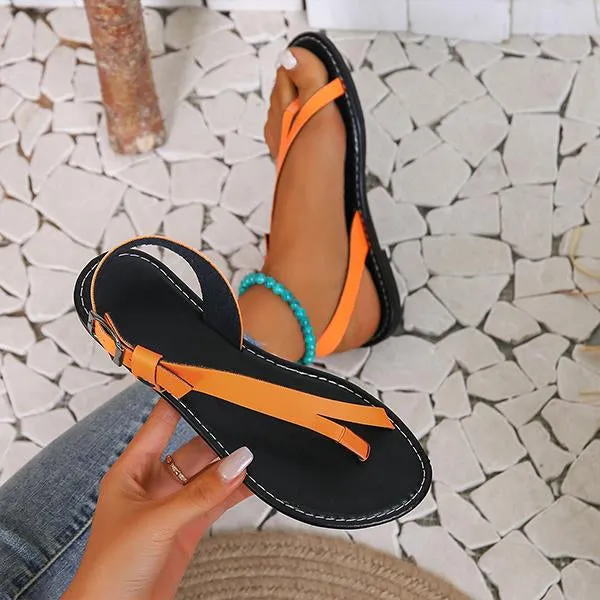 Women's Fashionable Thong Flat Beach Sandals 65616926S