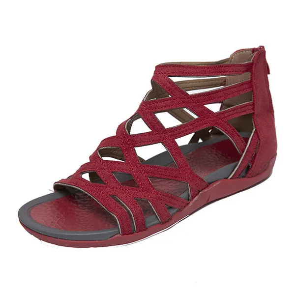 Women's Flat Cross Strap Zipper Roman Sandals 44005660C