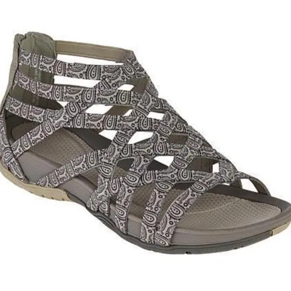 Women's Flat Cross Strap Zipper Roman Sandals 44005660C