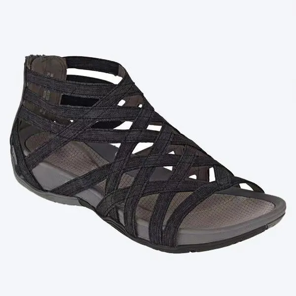 Women's Flat Cross Strap Zipper Roman Sandals 44005660C
