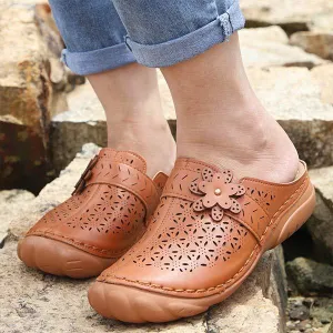 Women's Hollow Embroidered Thick-Soled Peep Toe Sandals 26585577C