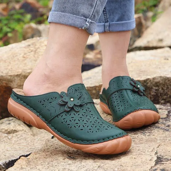 Women's Hollow Embroidered Thick-Soled Peep Toe Sandals 26585577C