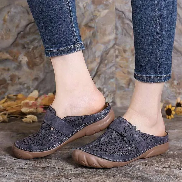 Women's Hollow Embroidered Thick-Soled Peep Toe Sandals 26585577C