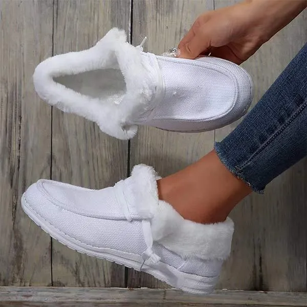 Women's Round-Toe Flat Shoes with Plush Lining for Extra Warmth 96525181C