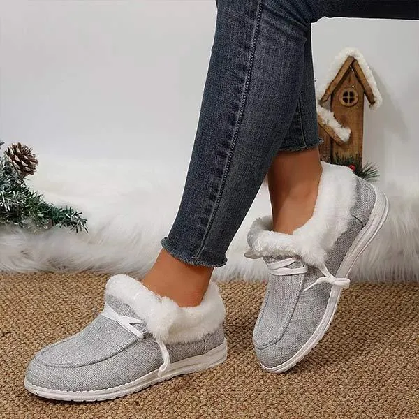 Women's Round-Toe Flat Shoes with Plush Lining for Extra Warmth 96525181C