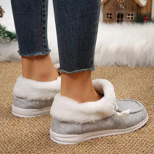 Women's Round-Toe Flat Shoes with Plush Lining for Extra Warmth 96525181C
