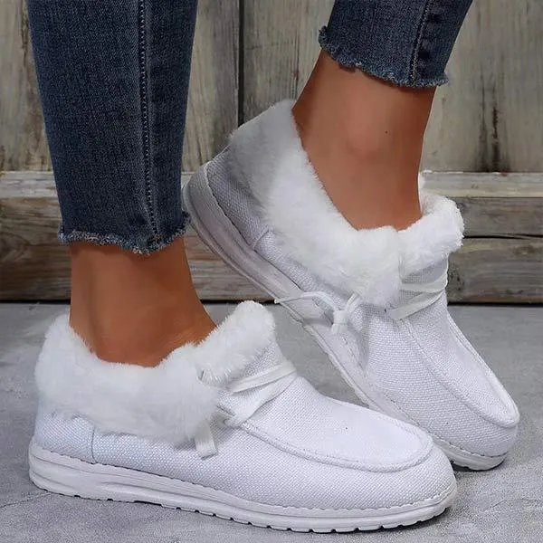 Women's Round-Toe Flat Shoes with Plush Lining for Extra Warmth 96525181C