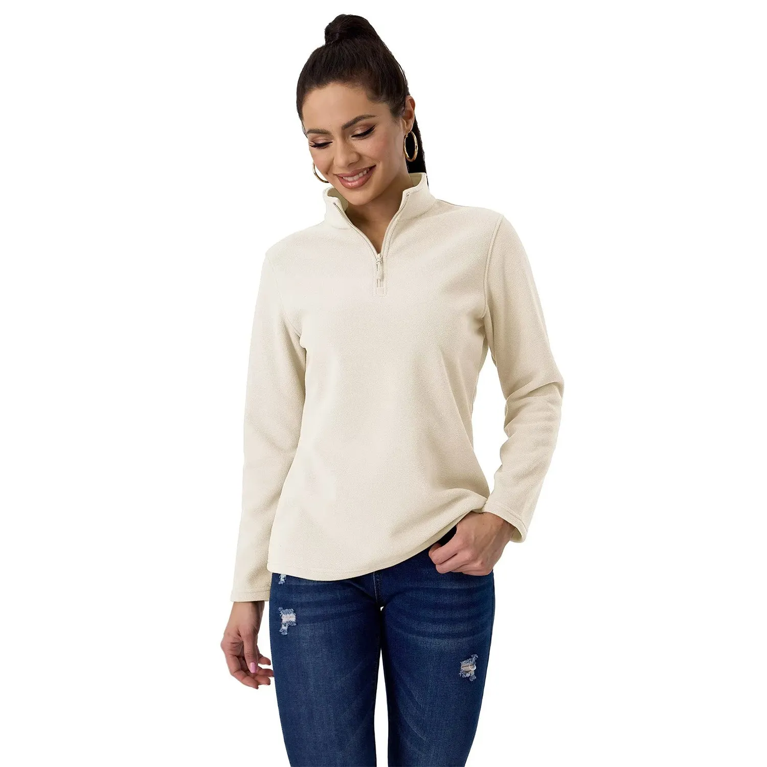 Women's Shirt 1/4 Zip Fleece Pullover Sweater Long Sleeve Sweatshirts Athletic Shirt