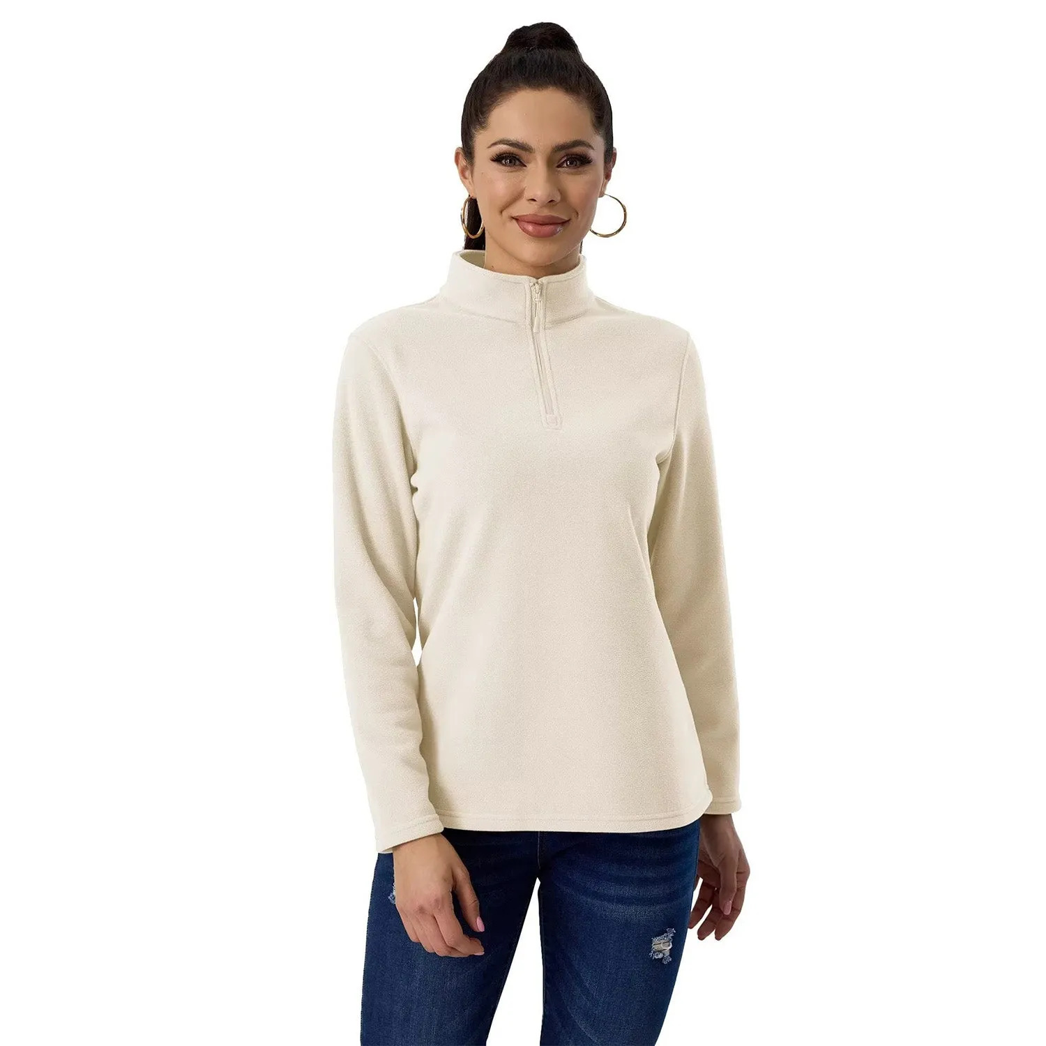 Women's Shirt 1/4 Zip Fleece Pullover Sweater Long Sleeve Sweatshirts Athletic Shirt