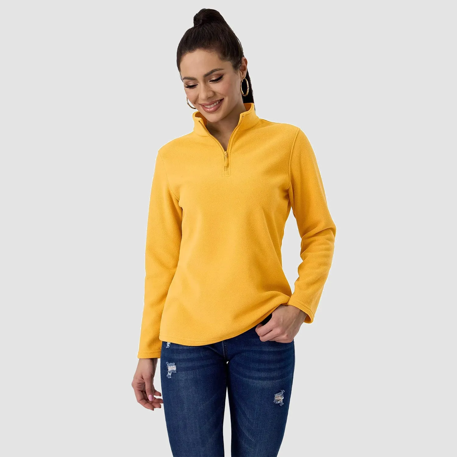 Women's Shirt 1/4 Zip Fleece Pullover Sweater Long Sleeve Sweatshirts Athletic Shirt