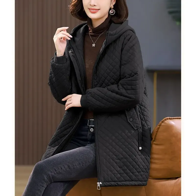Women's Warm Fleece Lined Quilted Coat with Zipper | Ideal for Autumn/Winter